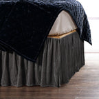 Stella Faux Silk Velvet Bed Skirt Queen / Dark Slate Bed Skirt
