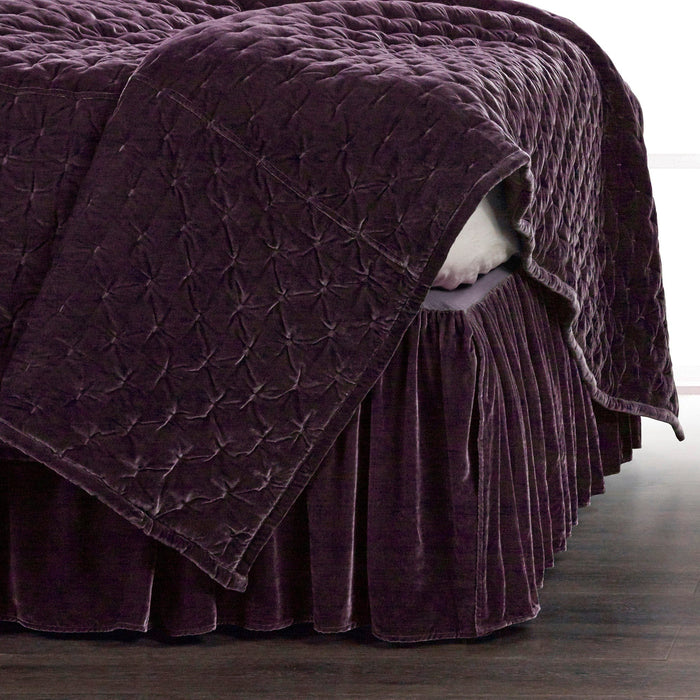 Stella Faux Silk Velvet Bed Skirt Queen / Dark Violet Bed Skirt