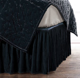 Stella Faux Silk Velvet Bed Skirt Queen / Midnight Blue Bed Skirt