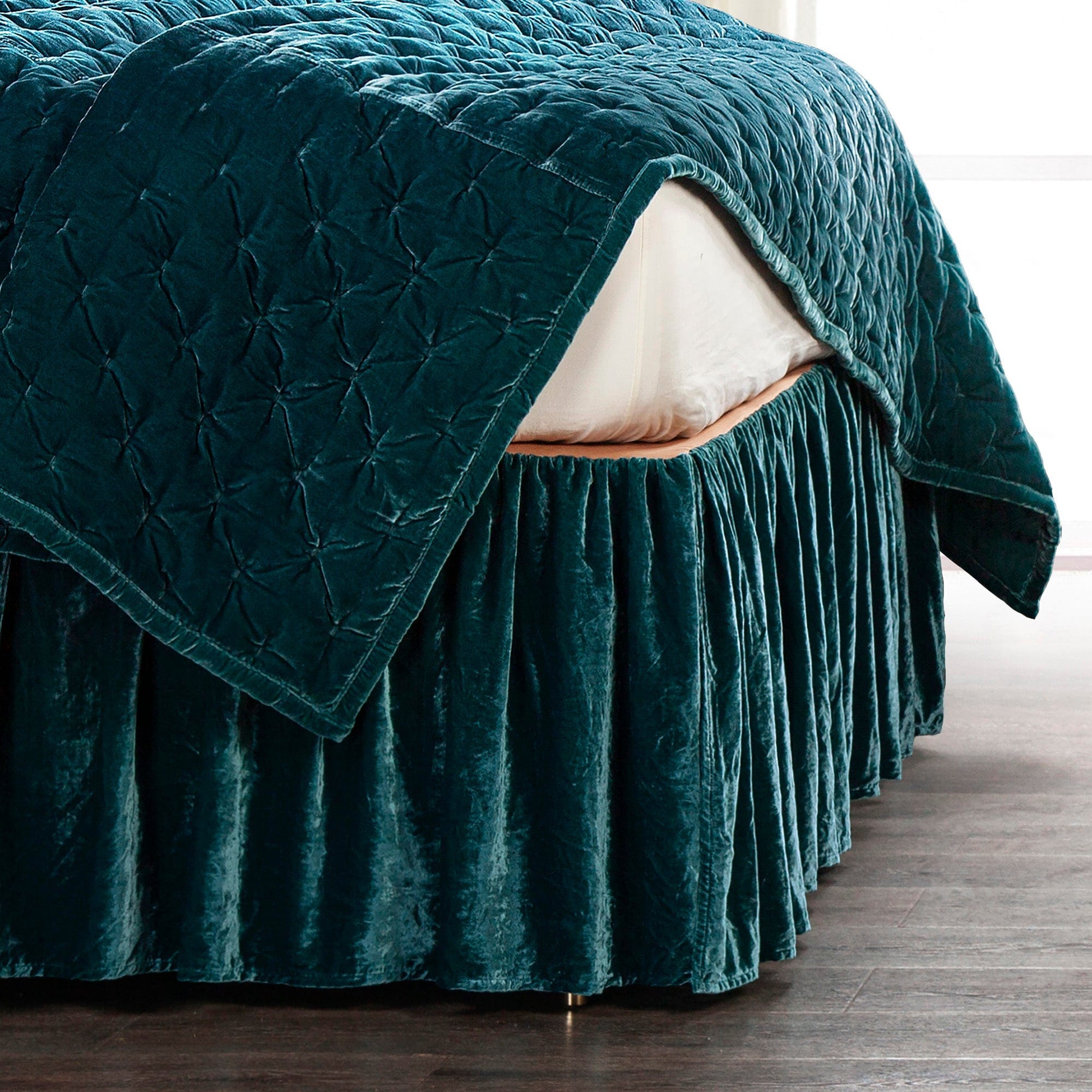 Stella Faux Silk Velvet Bed Skirt | Paseo Road by HiEnd Accents