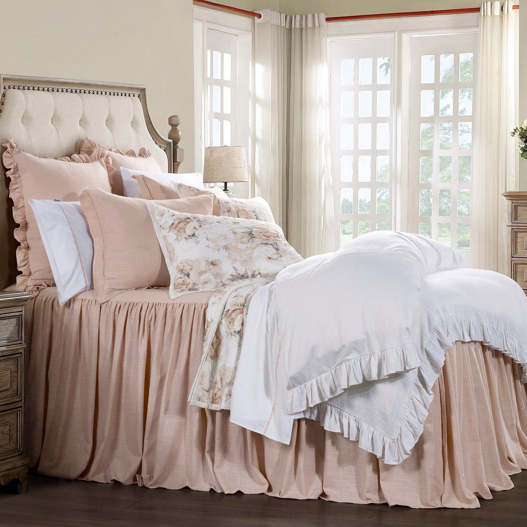 Luna Washed Linen Bedspread Set Twin / Blush Bedspread