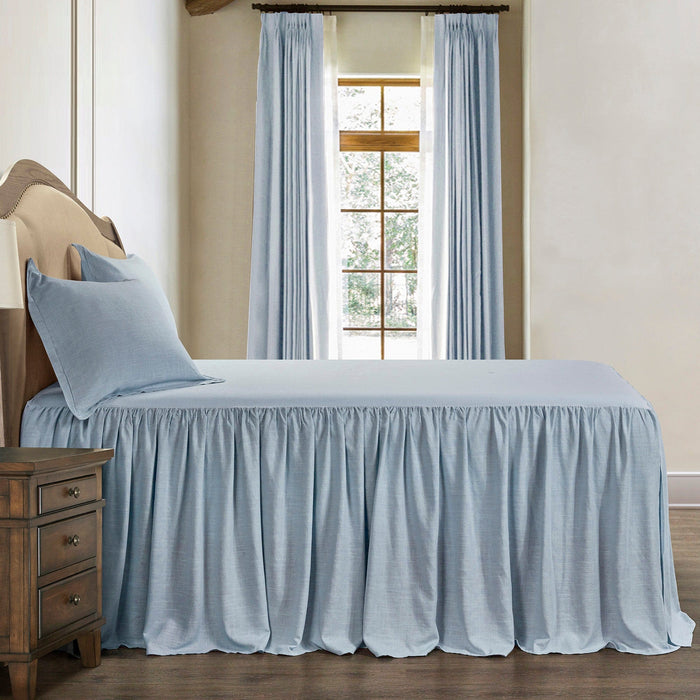 Luna Washed Linen Bedspread Set Twin / Light Blue Bedspread