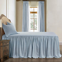 Luna Washed Linen Bedspread Set Twin / Light Blue Bedspread