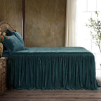 Stella Faux Silk Velvet Bedspread Set Twin / Storm Blue Bedspread