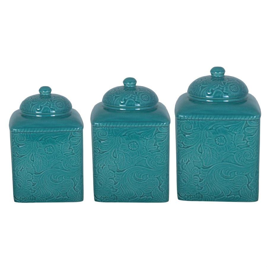 Savannah 3PC Canister Set Turquoise Canister