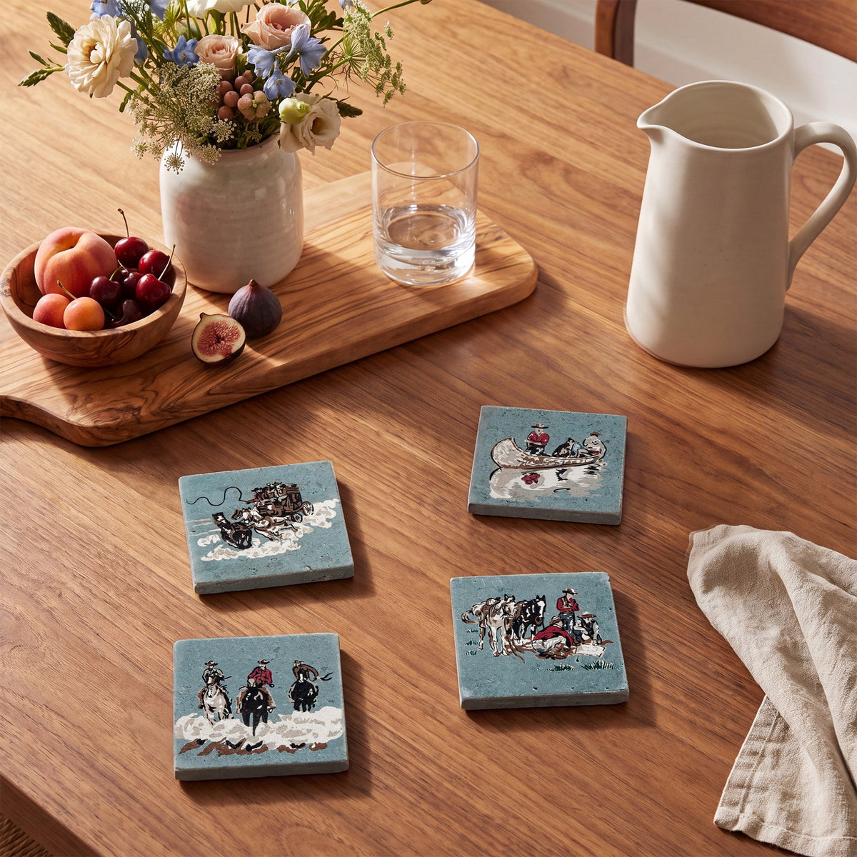 Settler Coaster, Traveling Settler, Set of 4 Coaster