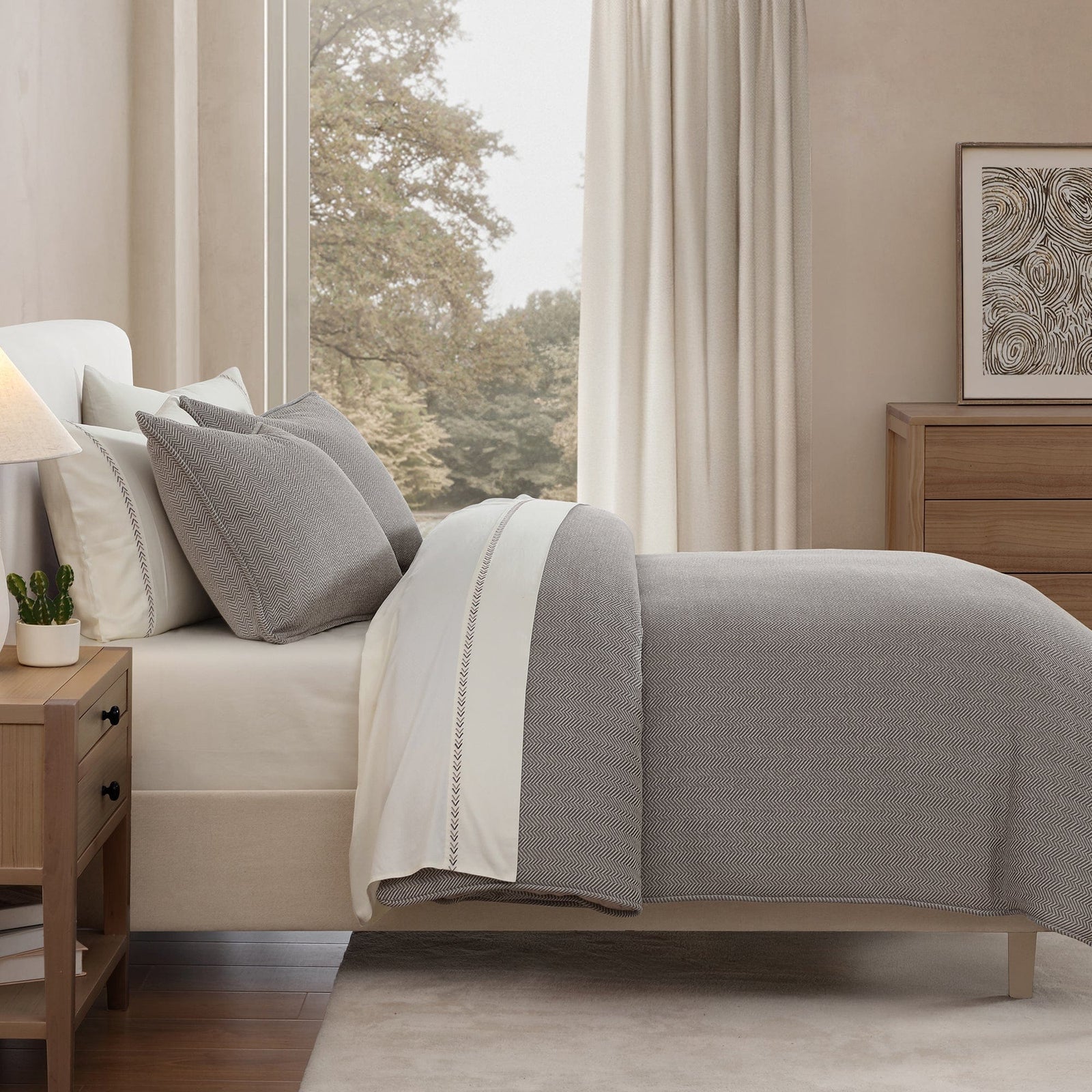Chenille Herringbone Bedding Set Comforter / Duvet Cover