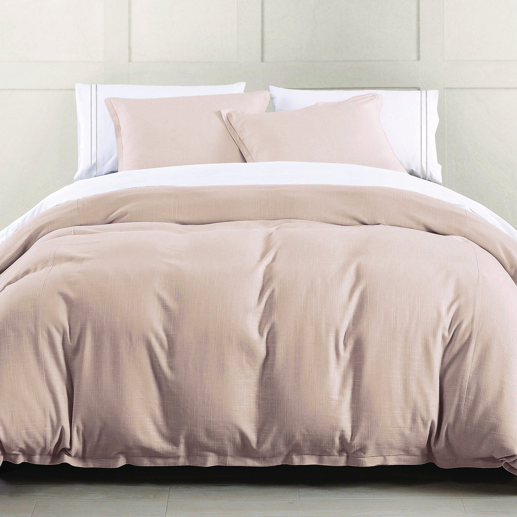 Hera Washed Linen Flange Bedding Set Comforter Set / Queen / Blush Comforter / Duvet Cover