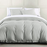 Hera Washed Linen Flange Bedding Set Comforter Set / Queen / Light Gray Comforter / Duvet Cover