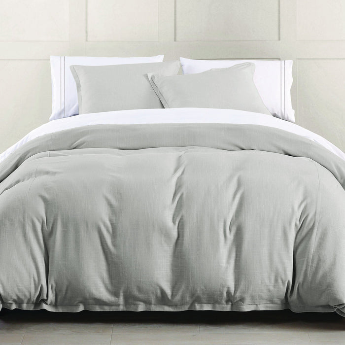Hera Washed Linen Flange Bedding Set Comforter Set / Queen / Light Gray Comforter / Duvet Cover