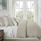 Hera Washed Linen Flange Bedding Set Comforter Set / Queen / Light Tan Comforter / Duvet Cover