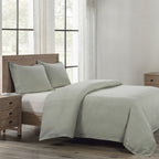 Hera Washed Linen Flange Bedding Set Comforter Set / Queen / Sage Comforter / Duvet Cover