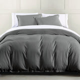 Hera Washed Linen Flange Bedding Set Comforter Set / Queen / Slate Comforter / Duvet Cover