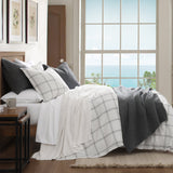 Windowpane Plaid Bedding Set Comforter Set / Queen / White Comforter / Duvet Cover