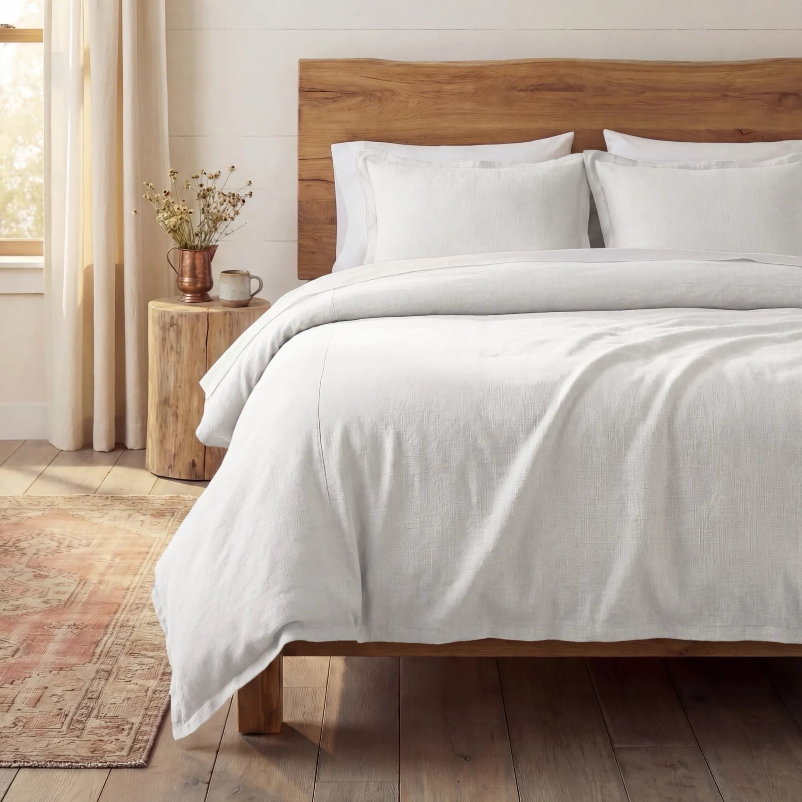 Hera Washed Linen Flange Bedding Set Comforter / Duvet Cover