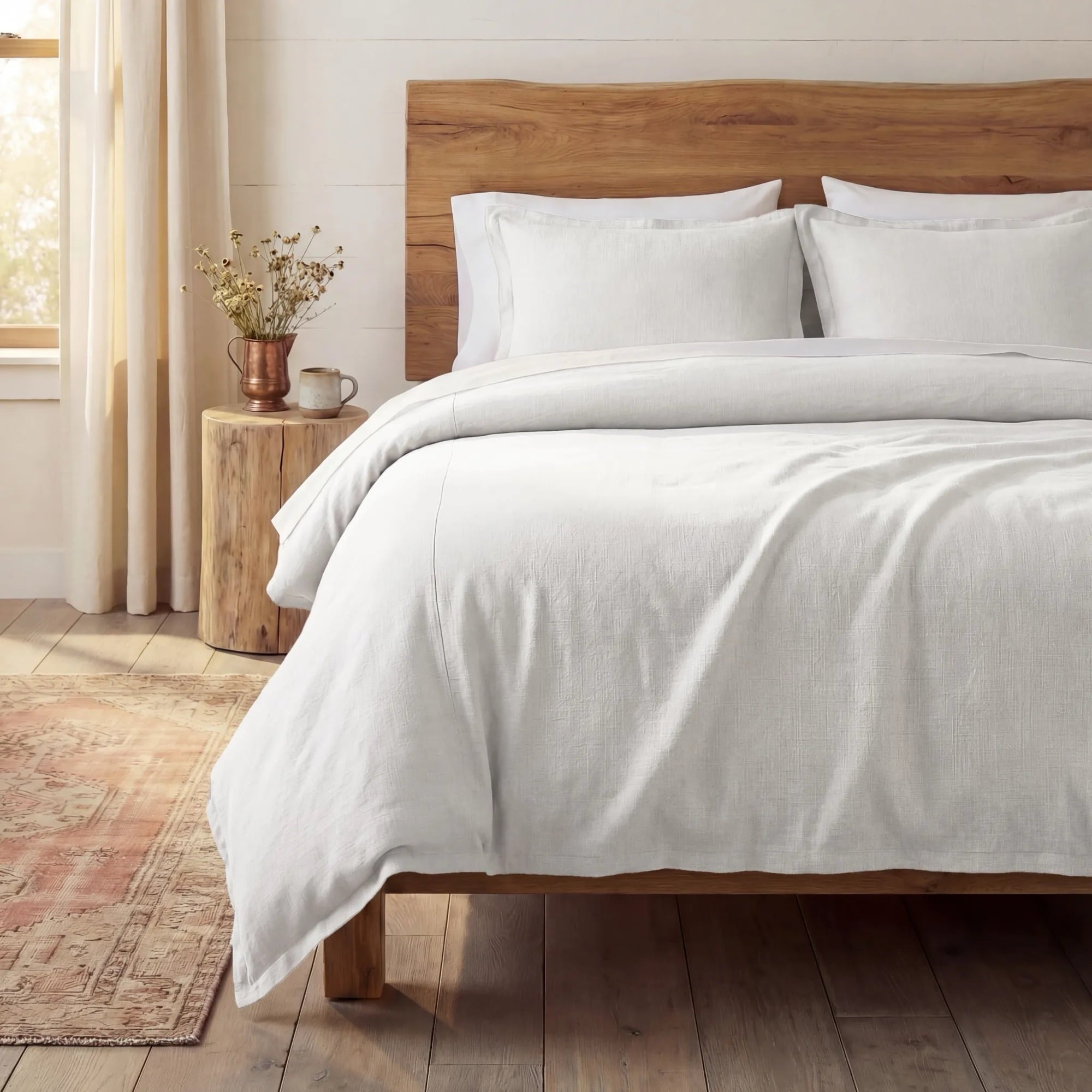 Hera Washed Linen Flange Bedding Set Comforter / Duvet Cover