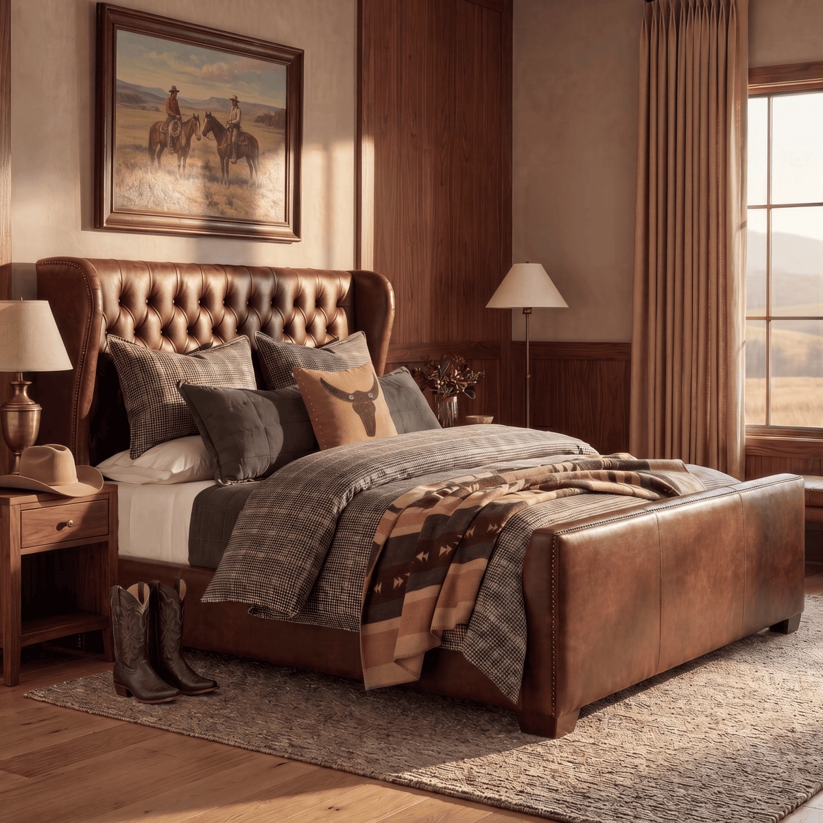 Laramie Houndstooth Concho Trim Bedding Set Comforter / Duvet Cover