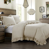 Lily Washed Linen Ruffled Bedding Set Comforter / Duvet Cover