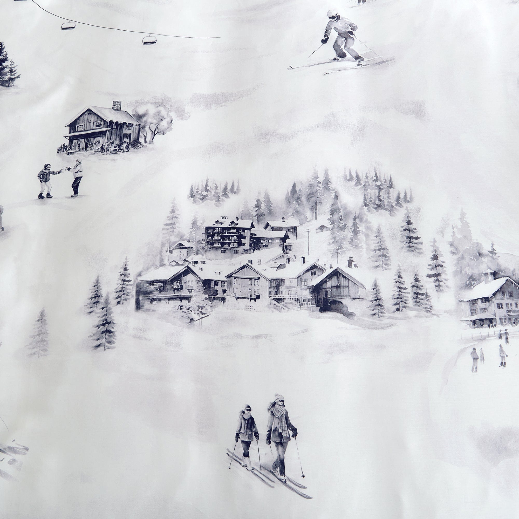 Ski Toile Lyocell Bedding Set Comforter / Duvet Cover