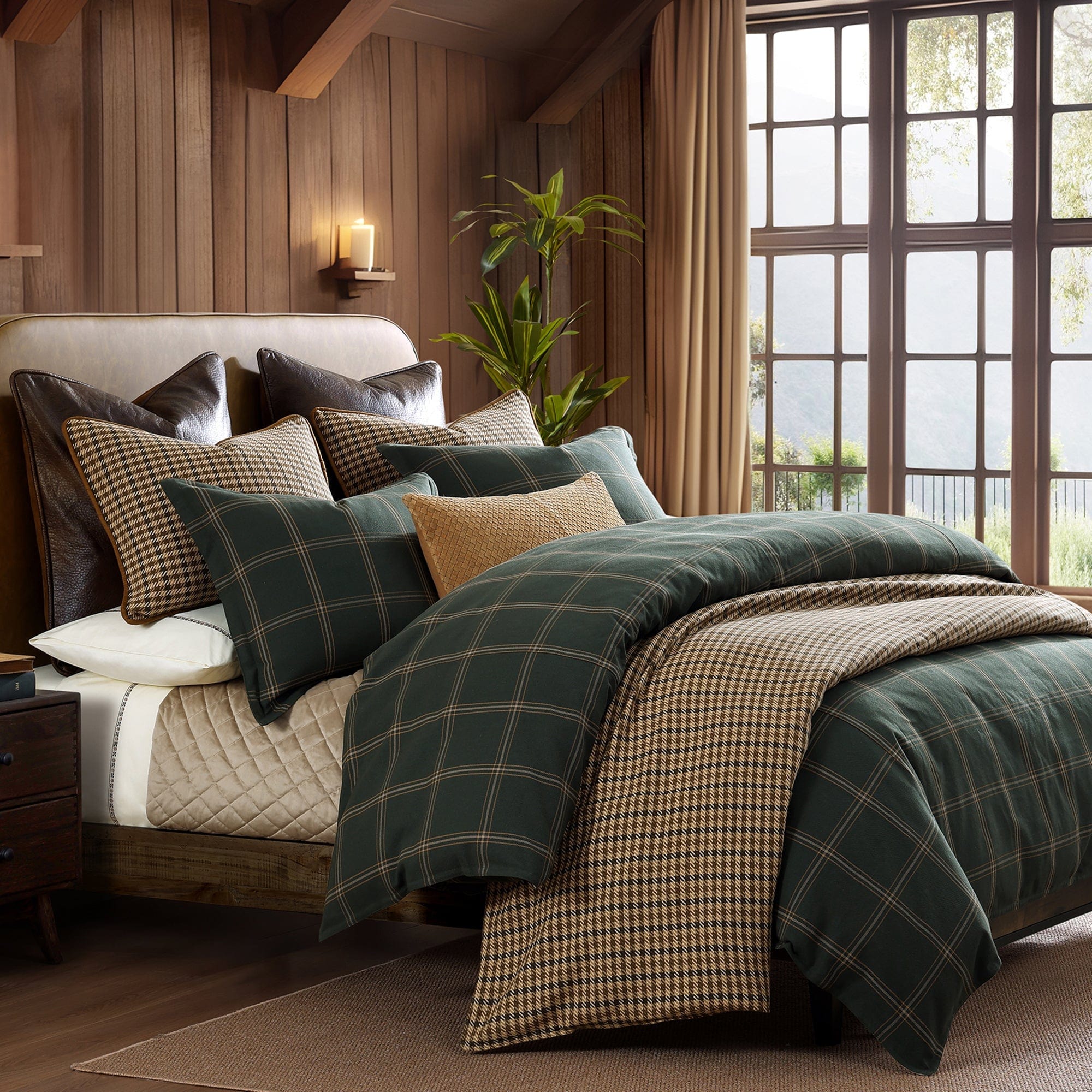 Windowpane Plaid Bedding Set Comforter / Duvet Cover
