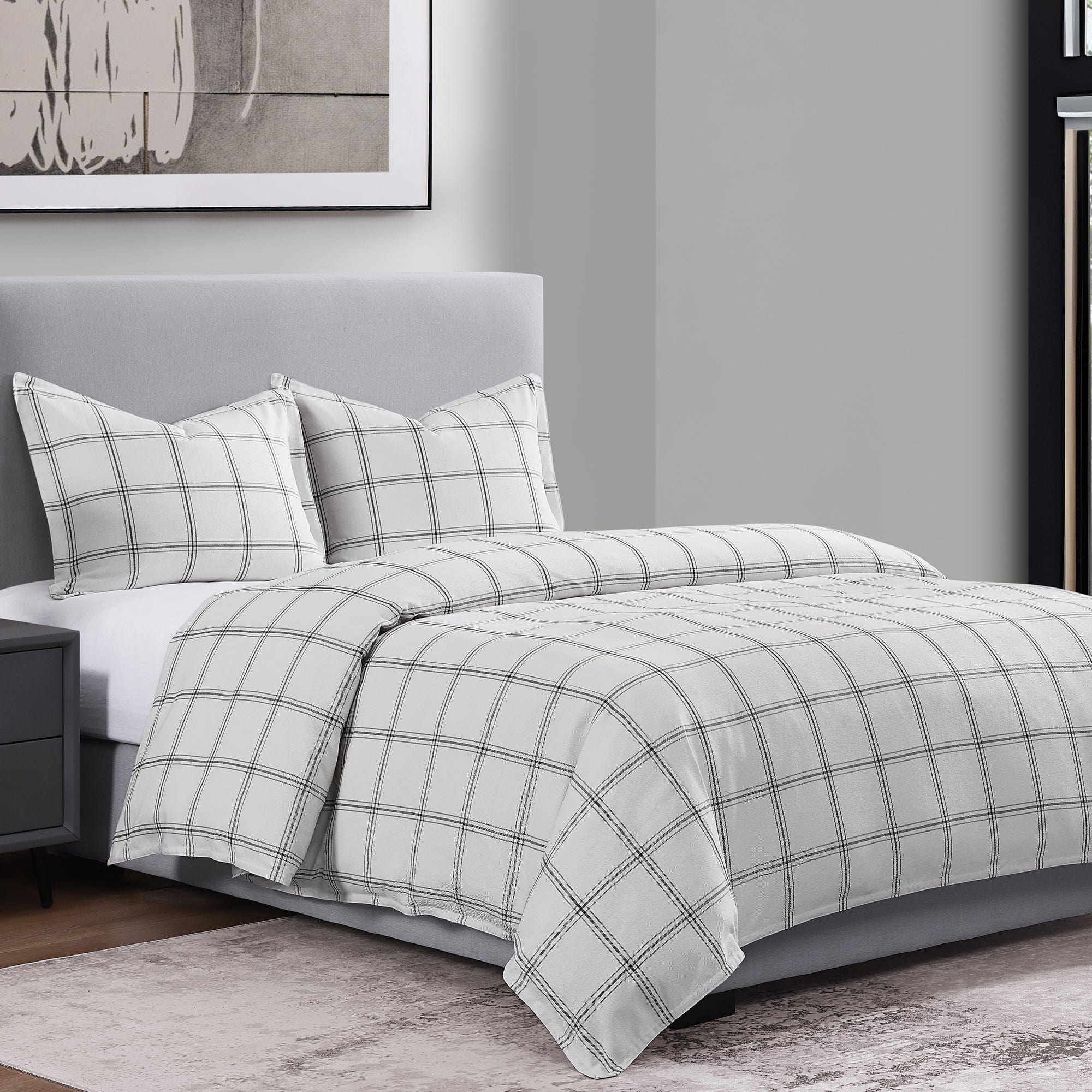 Windowpane Plaid Bedding Set Comforter / Duvet Cover