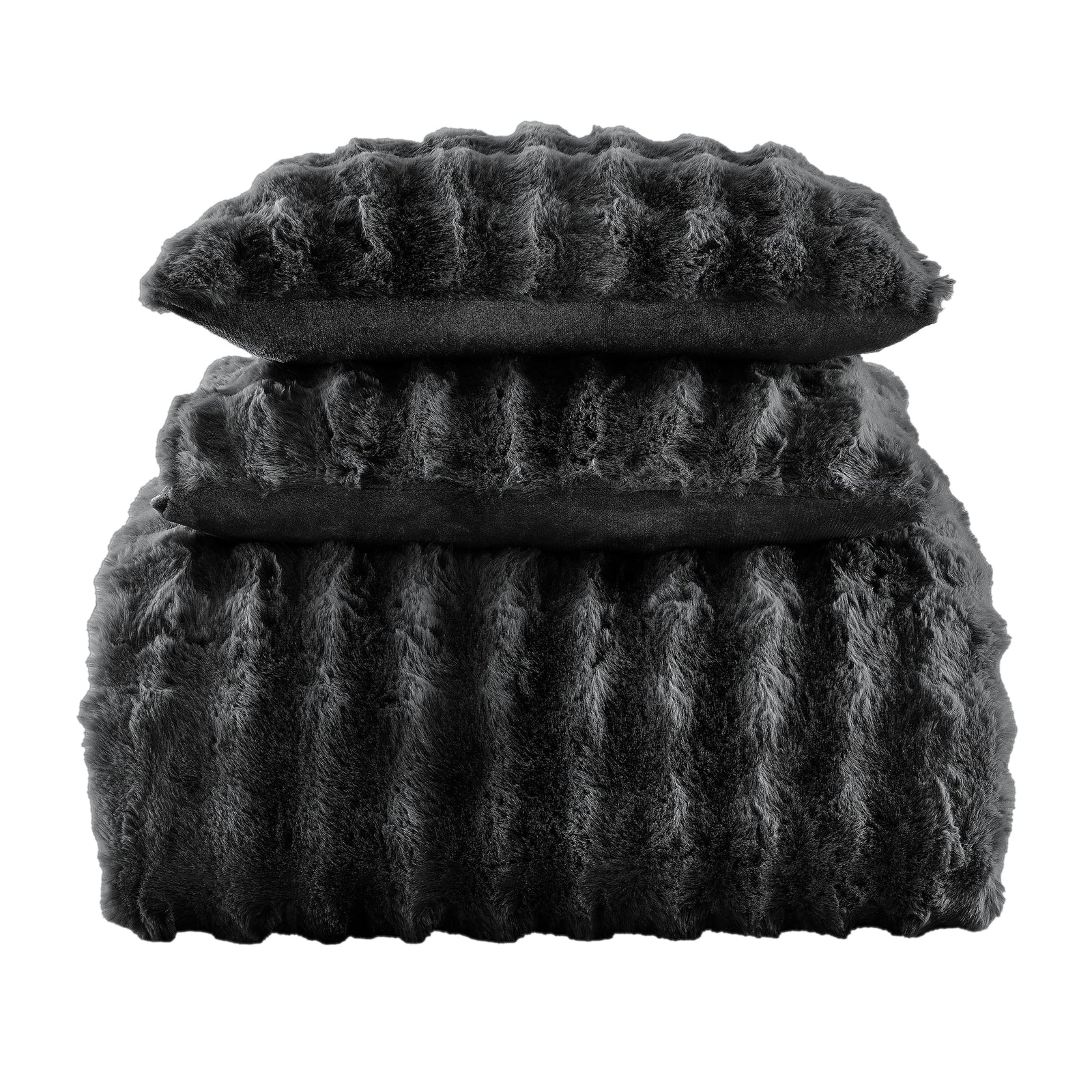 Cottontail Faux Fur Comforter Set Twin / Black Comforter