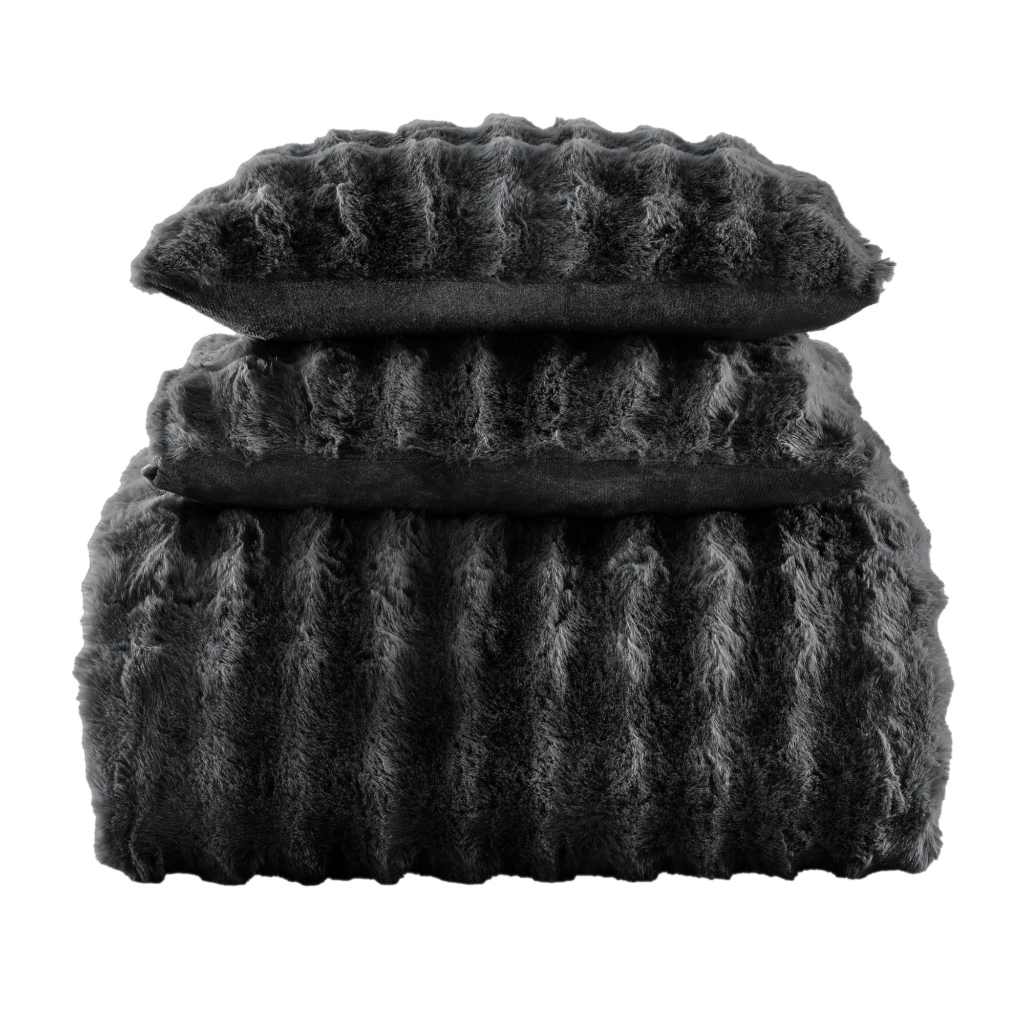 Cottontail Faux Fur Comforter Set Twin / Black Comforter