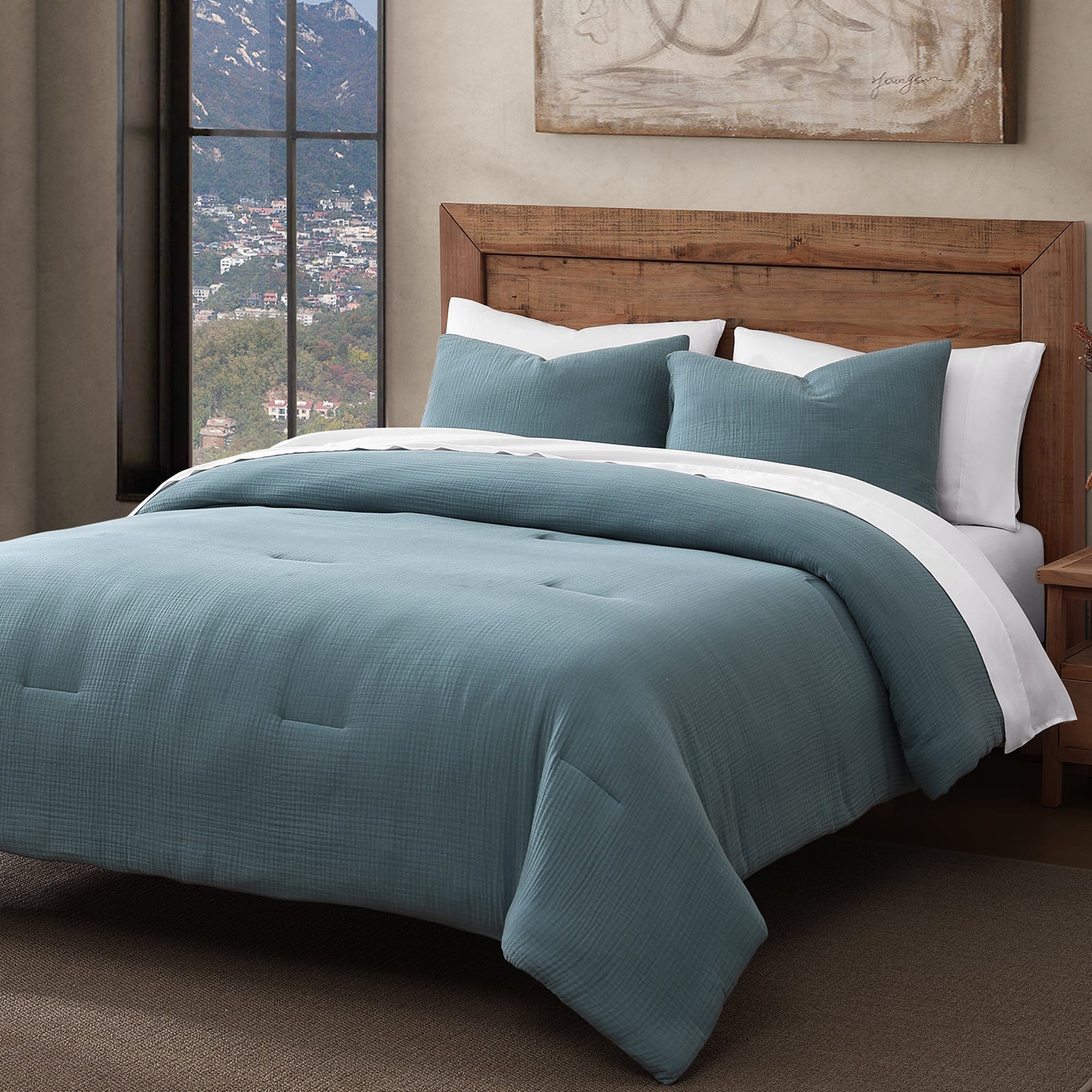 Cotton Voile Comforter Set Twin / Storm Blue Comforter