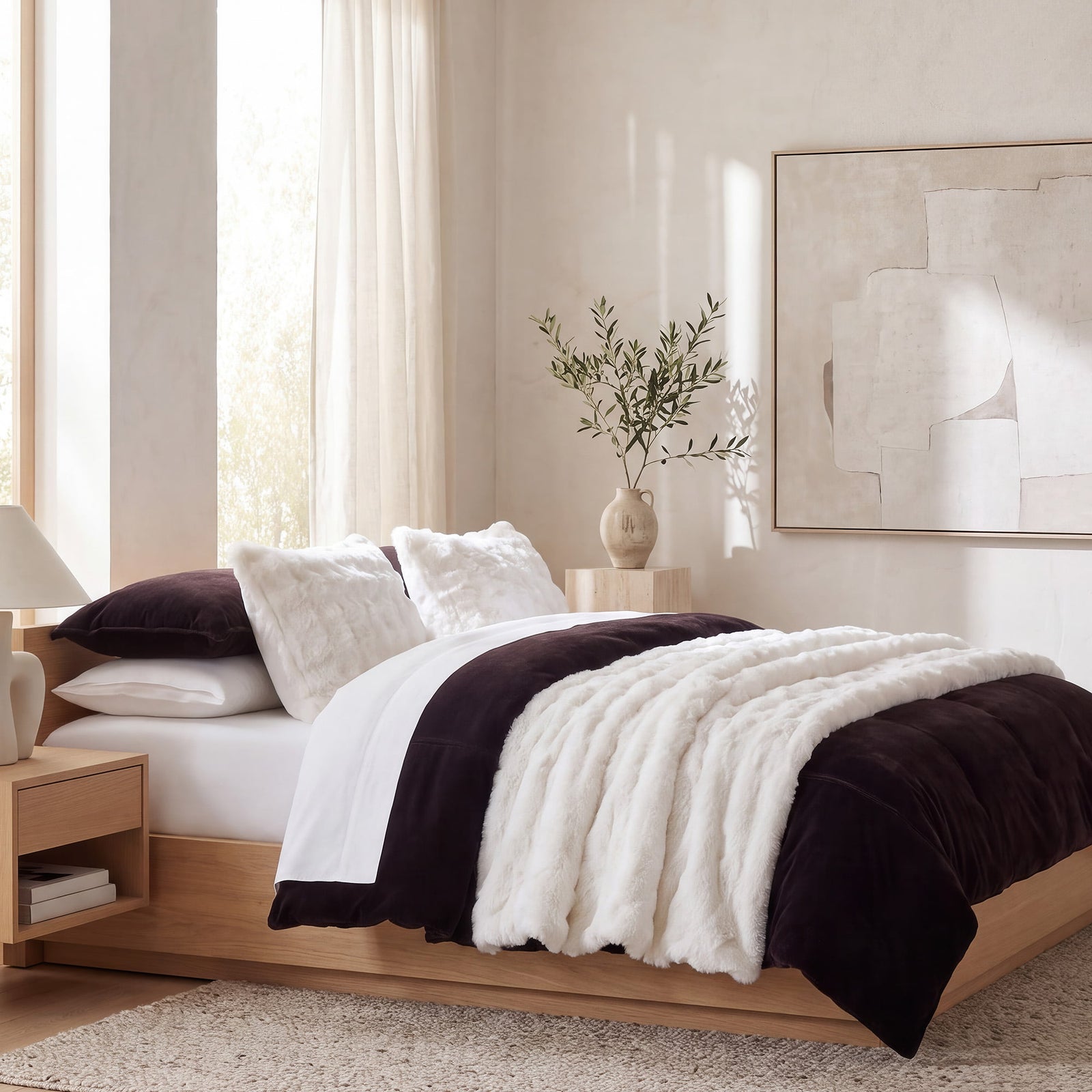Cottontail Faux Fur Comforter Set Twin / White Comforter