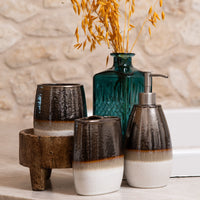 Gilded Stoneware 3PC Countertop Bathroom Set Countertop Bathroom Sets