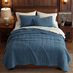 Cotton Canvas Box Stitch Coverlet Set Coverlet