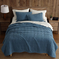 Cotton Canvas Box Stitch Coverlet Set Coverlet