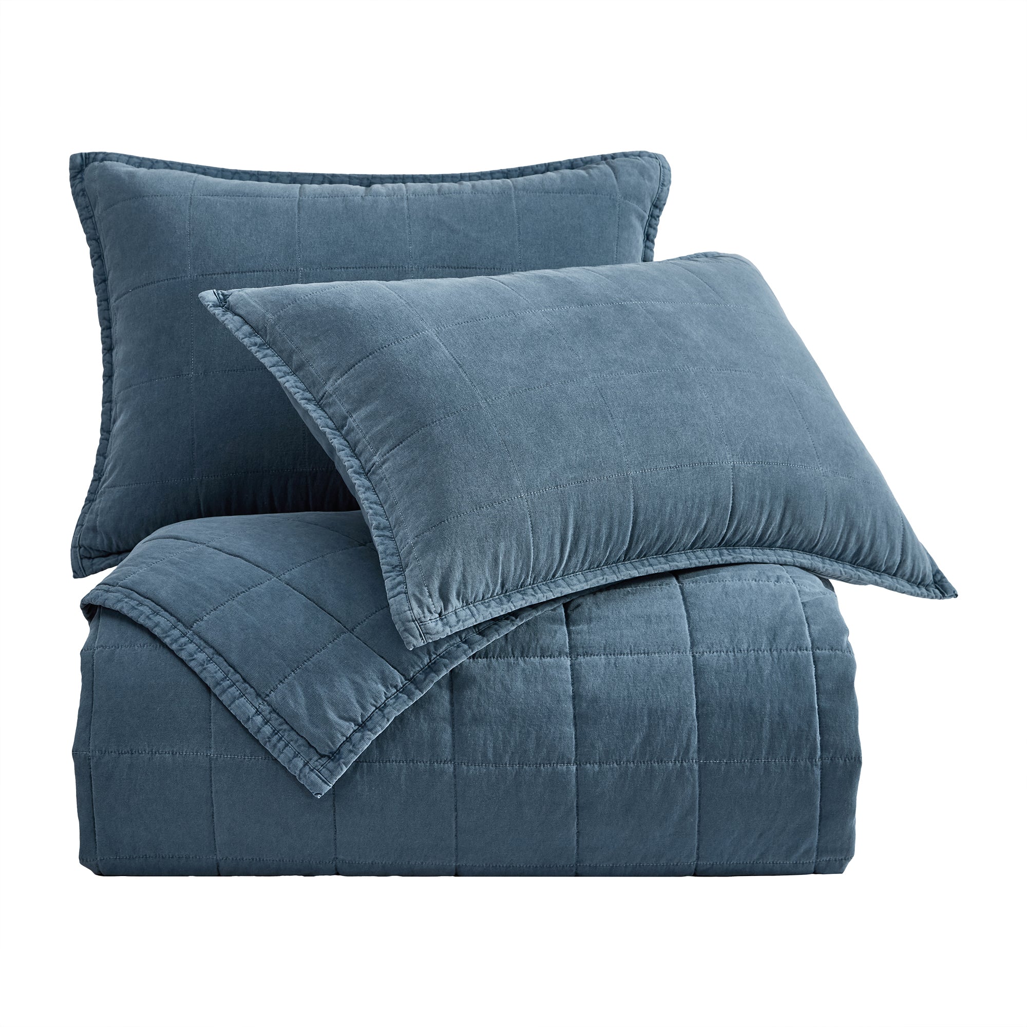 Cotton Canvas Box Stitch Coverlet Set Coverlet