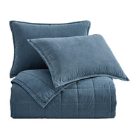 Cotton Canvas Box Stitch Coverlet Set Coverlet