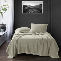 Stonewashed Cotton Waffle Weave Coverlet Coverlet Set / Full/Queen / Light Tan Coverlet