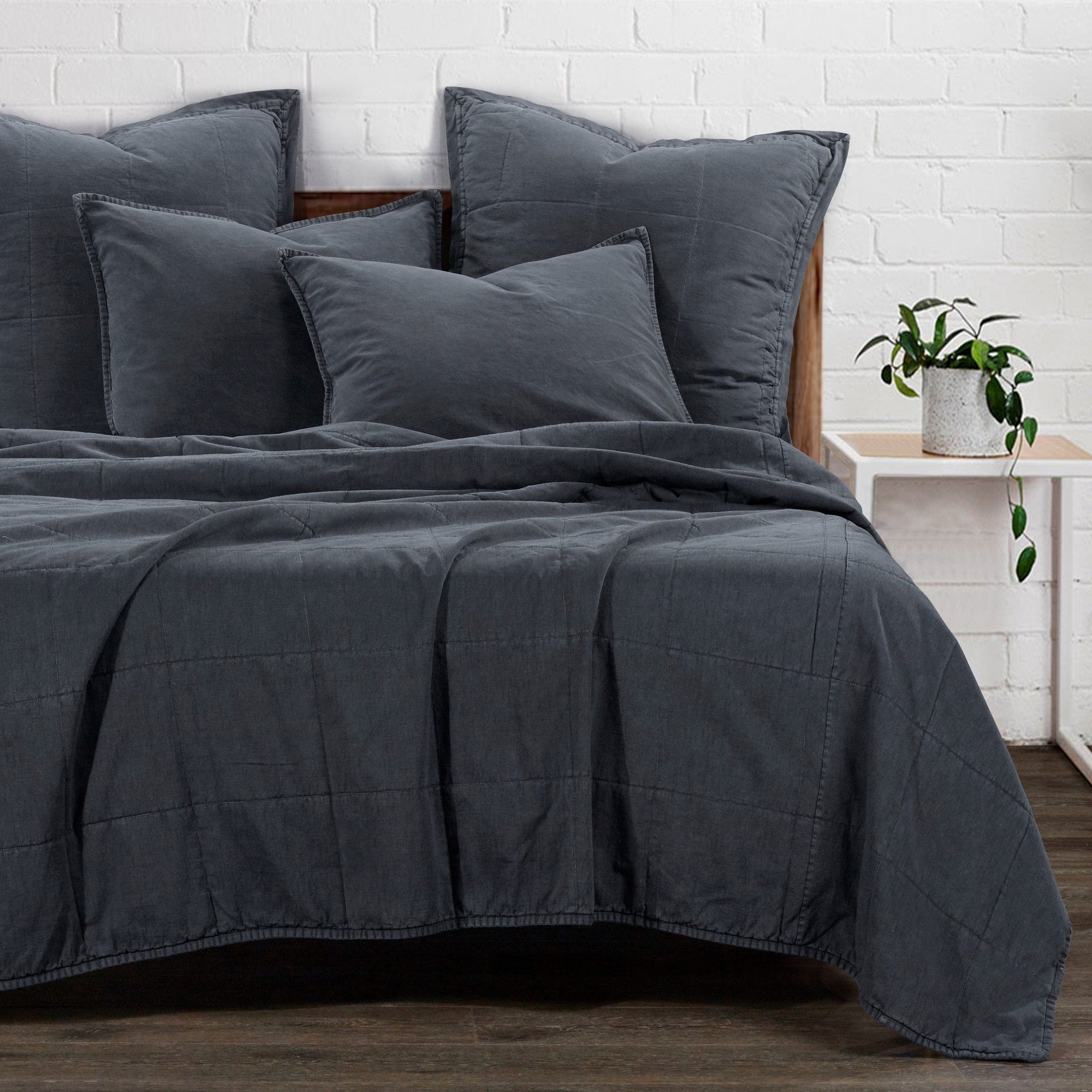 Stonewashed Cotton Canvas Coverlet Coverlet Set / Twin / Charcoal Coverlet