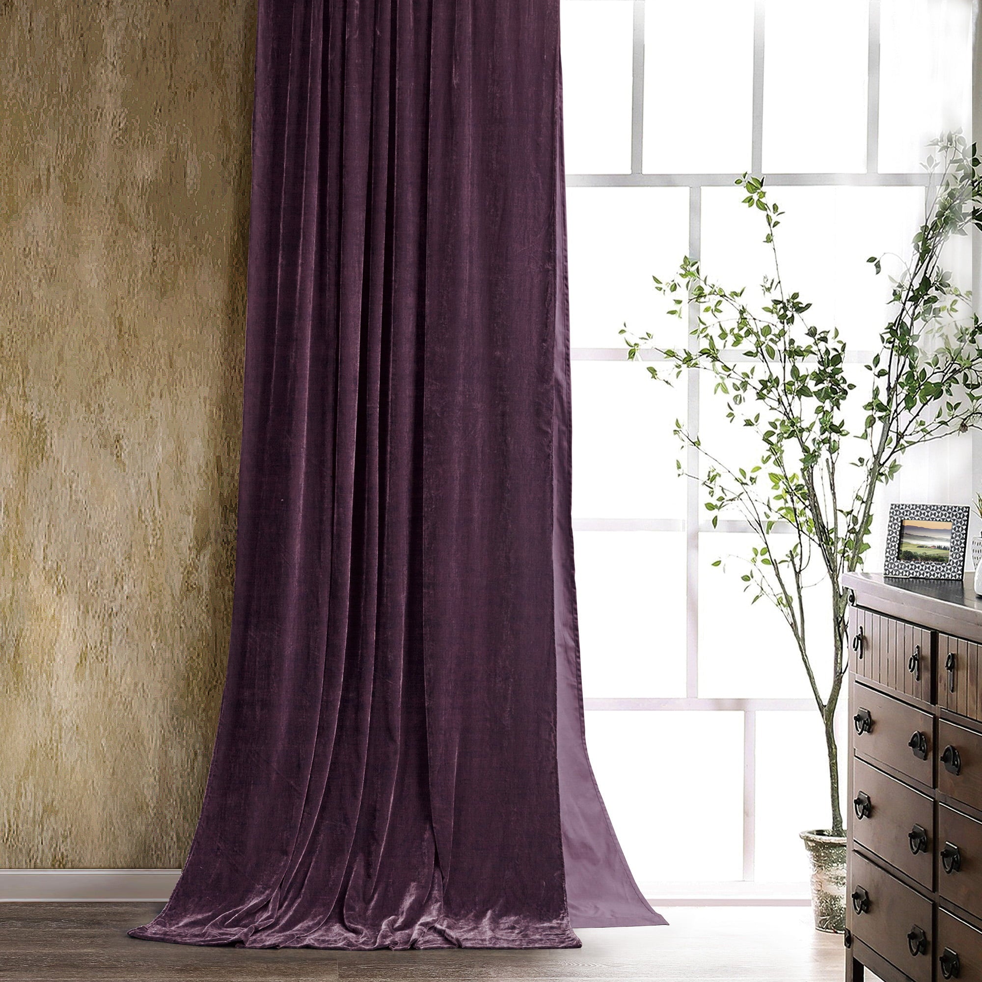 Stella Faux Silk Velvet Curtain Dark Violet Curtain