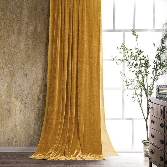 Stella Faux Silk Velvet Curtain Saffron Curtain