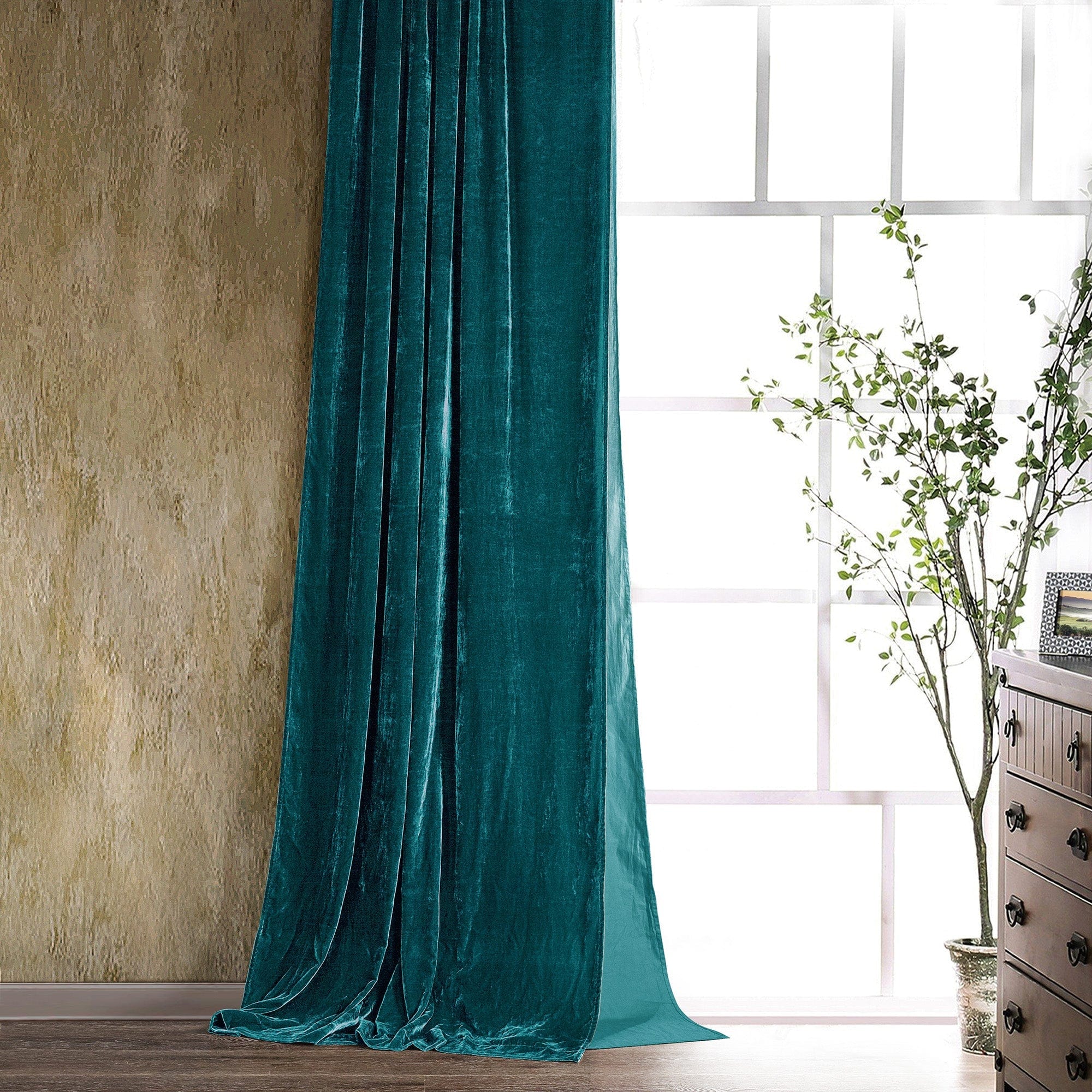 Stella Faux Silk Velvet Curtain Teal Curtain