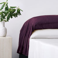 Stella Faux Silk Velvet Waterfall Pillowcase Set Dark Violet