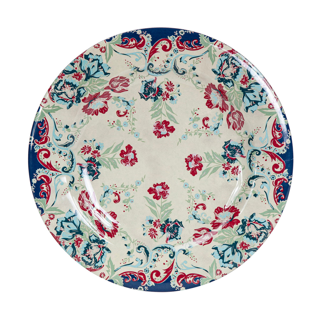 Patchwork Bandana Melamine Dinner Plates, Prairie Floral, Set of 4