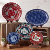 Patchwork Bandana 14PC Melamine Dinnerware Set, Western Americana Dinnerware Set