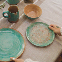 Patina Turquoise 16PC Ceramic Dinnerware Set Dinnerware Set