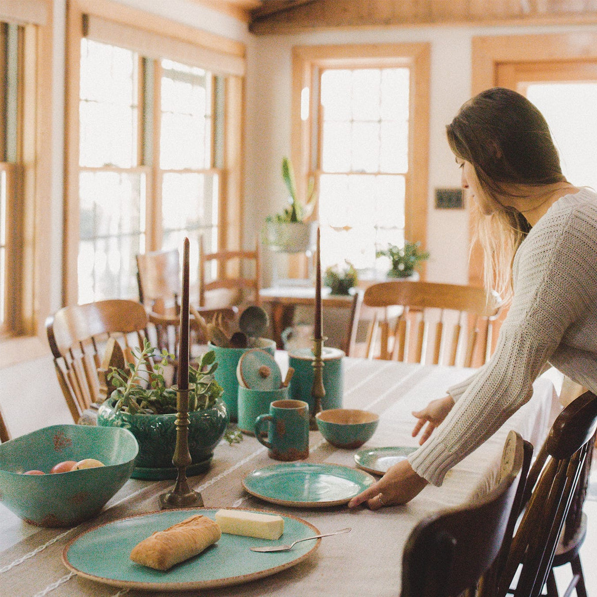 Patina Turquoise ceramic dinnerware