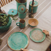 Patina Turquoise 16PC Ceramic Dish Set Dinnerware Set