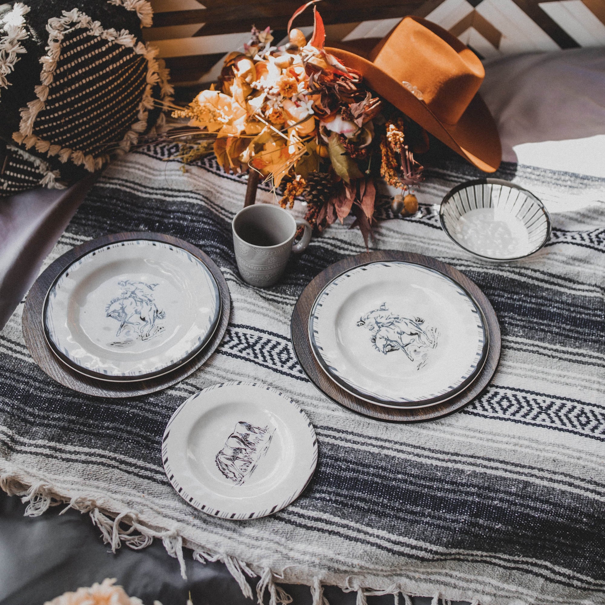 Ranch Life 14PC Melamine Dinnerware Set Dinnerware Set