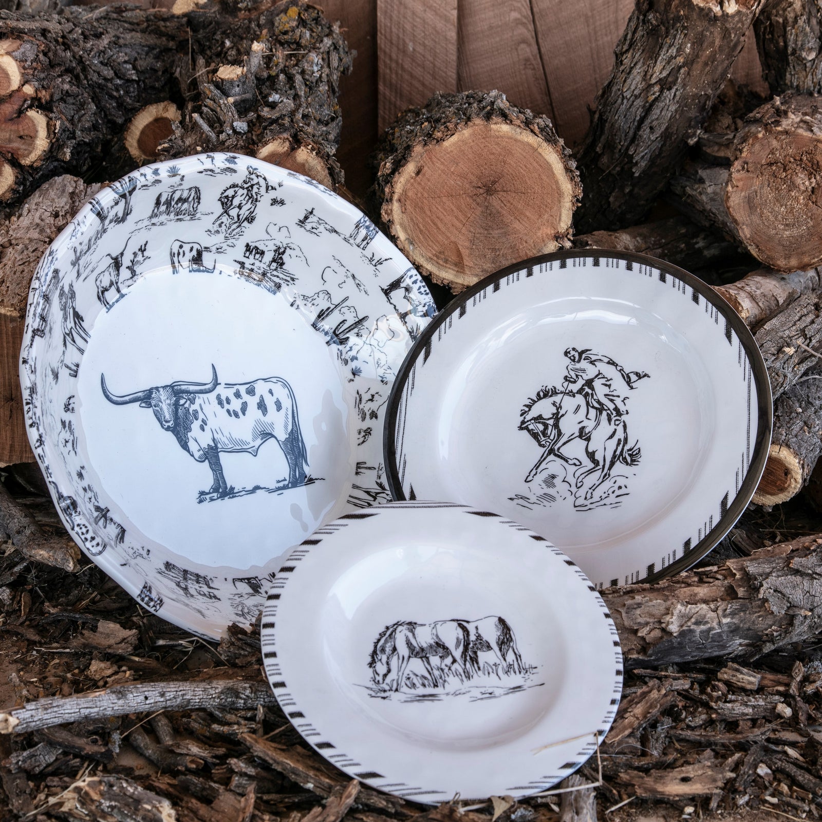 Ranch Life 14PC Melamine Dinnerware Set Dinnerware Set