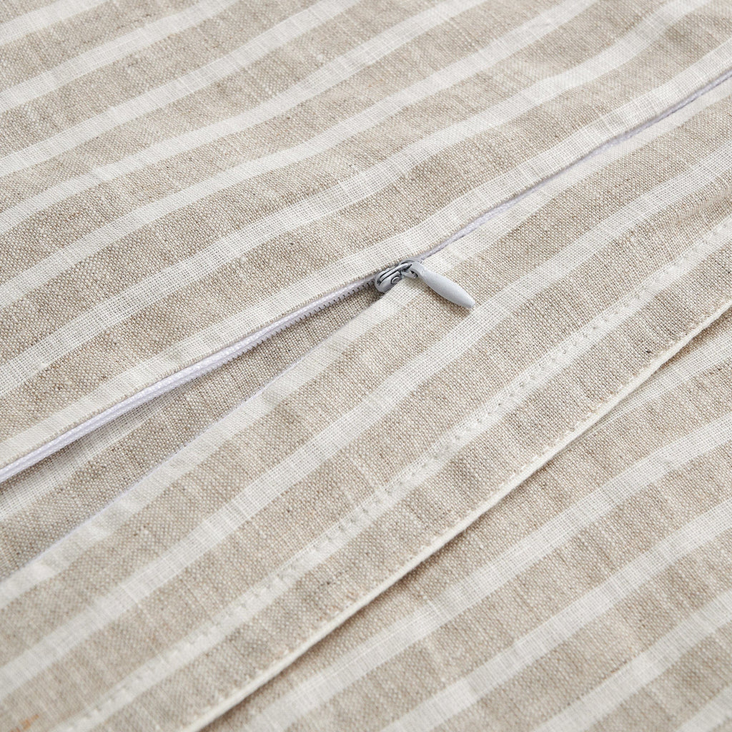100% French Flax Linen Railroad Stripe Reversible Duvet Cover Set Duvet Cover