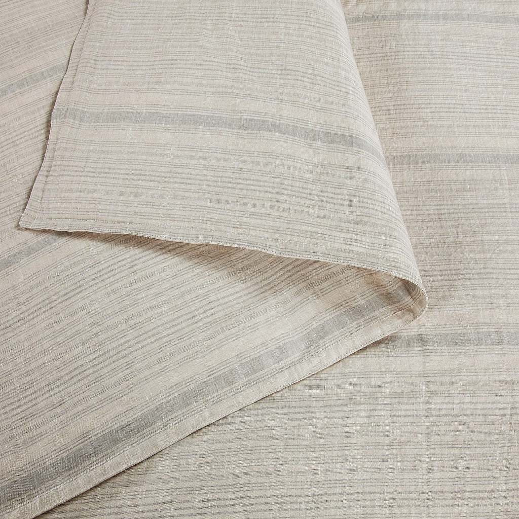 100% French Flax Linen Variegated Stripe Duvet Cover Set Duvet Cover