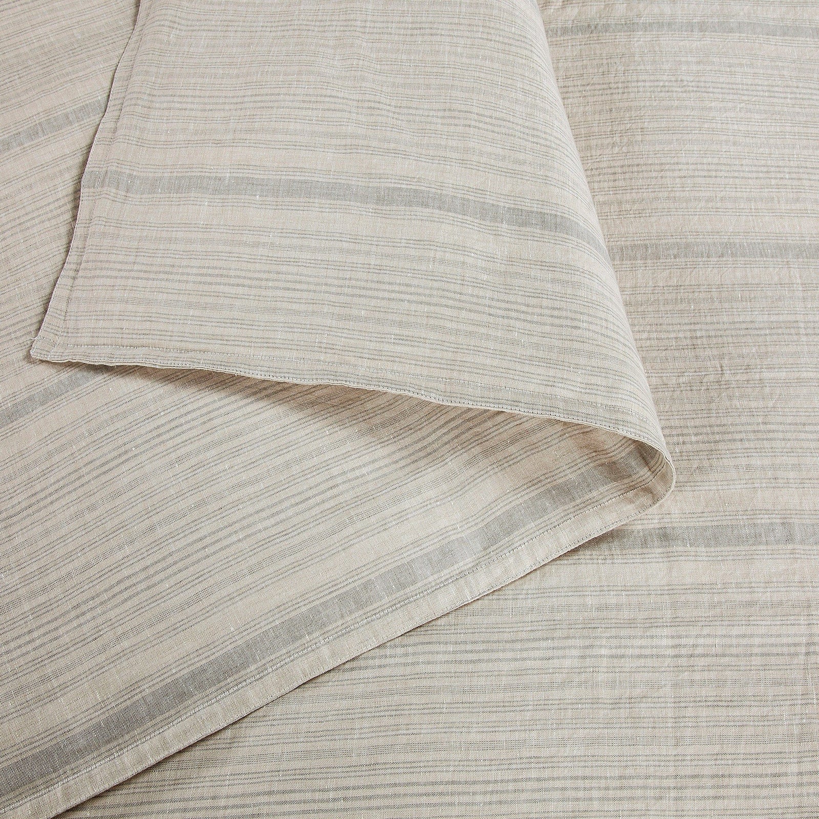 100% French Flax Linen Variegated Stripe Duvet Cover Set Duvet Cover